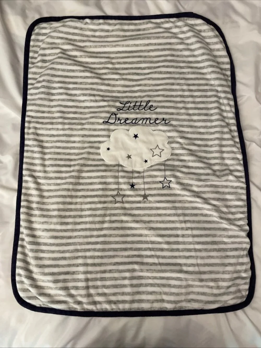 Koala Baby Little Dreamer Cloud Stars Grey/White Striped Navy Blue Lovey Blanket